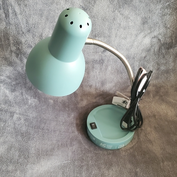 LED Gooseneck Desk Lamp with Catch-All Base & AC Outlet - Teal - Picture 11 of 12